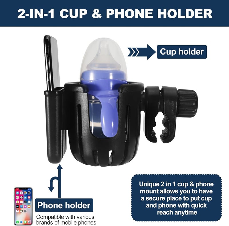 Runhike Golf Push Cart Cup Holder and Phone Holder Compatible with Caddytek,Adjustable 360 Rotation Golf Push Cart Accessories,Black,1PC - Image 4
